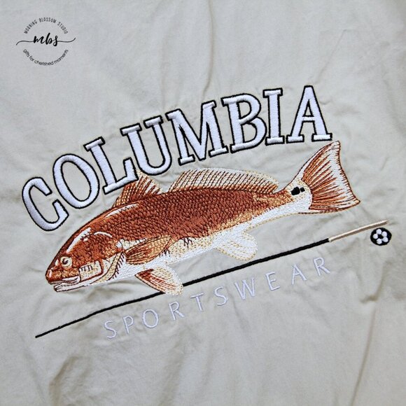Columbia PFG Vented Embroidered Short Sleeve Fishing Shirt Tan Men XXL - Picture 9 of 12